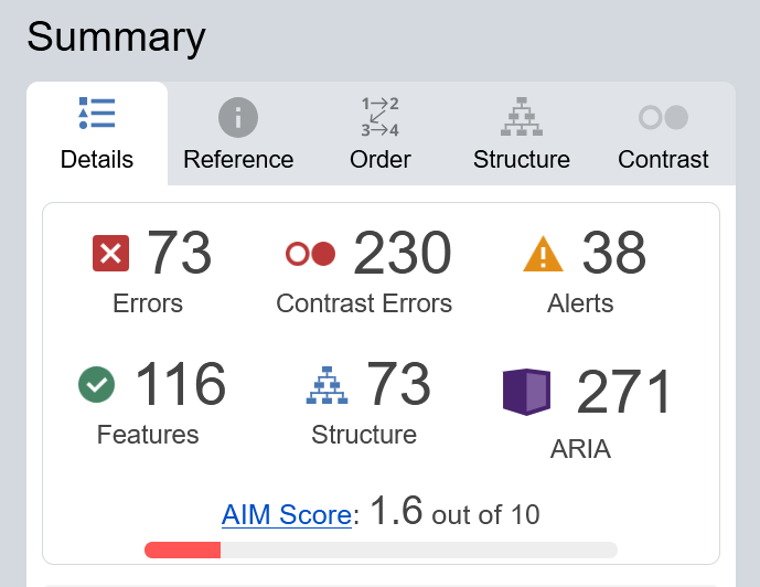 screenshot of wave tool test results