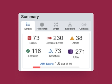 screenshot of Wave Web Accessibility Evaluation Tool test results