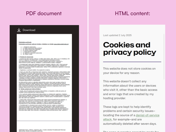 Screenshots comparison, pdf document vs html page on mobile screens