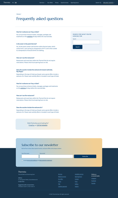 FAQ page, desktop view