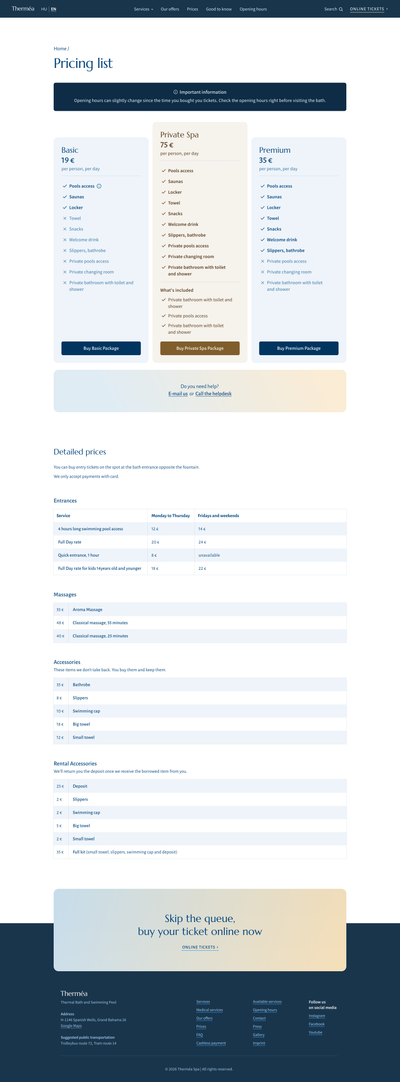Pricing page, desktop view